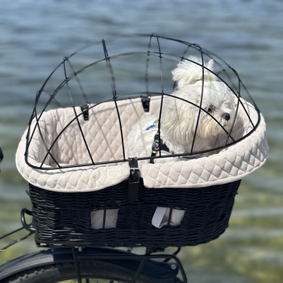 Graphite bicycle rack basket with cover-bag beige