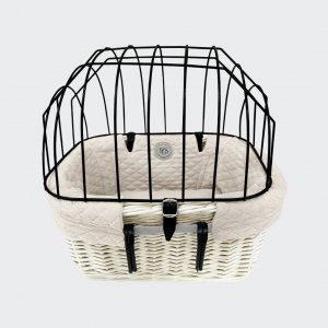 Vanilla bicycle handlebar basket with cover-beige