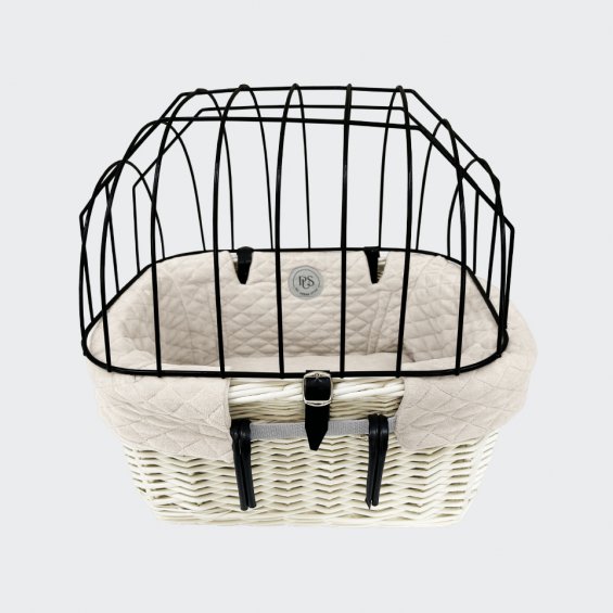 Vanilla bicycle handlebar basket with cover beige