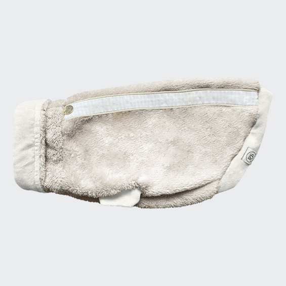 Plush vest with stripe beige