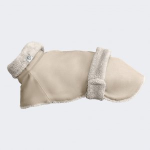 Beige velour jacket with fur