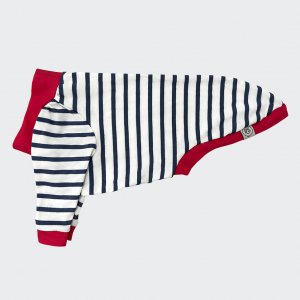 Striped t-shirt with red finishing