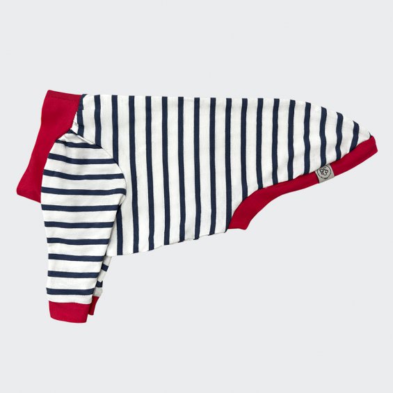 Striped t-shirt with red finishing