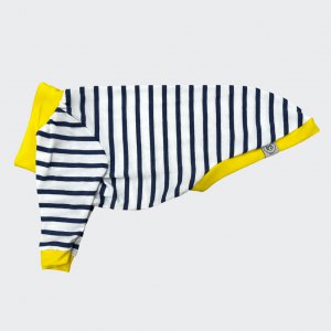 Striped t-shirt with yellow finishing